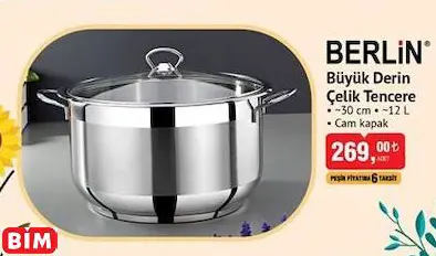 BERLİN BÜYÜK DERİN  ÇELİK TENCERE